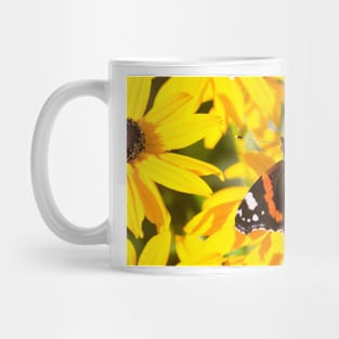 Red Admiral; Yellow Flower Mug